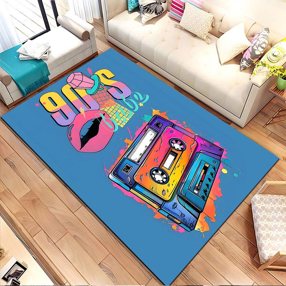 "90s Babe Retro Cassette Design" Patterned carpet, non slip mat suitable for living room and bedroom sofas