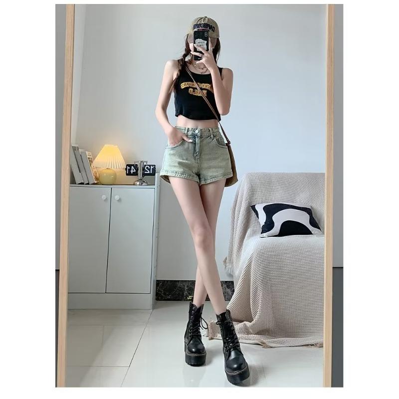 Spice Girls Retro American Denim Shorts Women's Summer High Waisted Women's Wide Leg Shorts