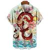 Summer Men's Dragon Pattern Element Shirt Social Casual Vintage Hawaiian Shirt  New Oversize Short Sleeve Street Clothing