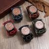 Retro Distressed Men's Cowhide Watch: European American Punk Wide Leather Bracelet Jewelry