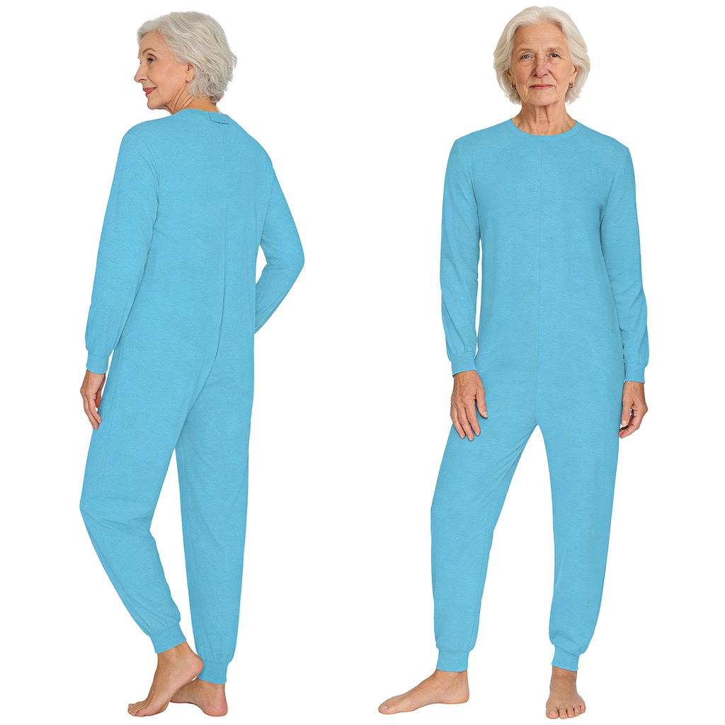 Unisex Yaşlı Anti Strip Adaptif Tulum Bisiklet Yaka Uzun Kollu Arka Fermuarlı Uzun Pantolon Tek Parça Tulumlar