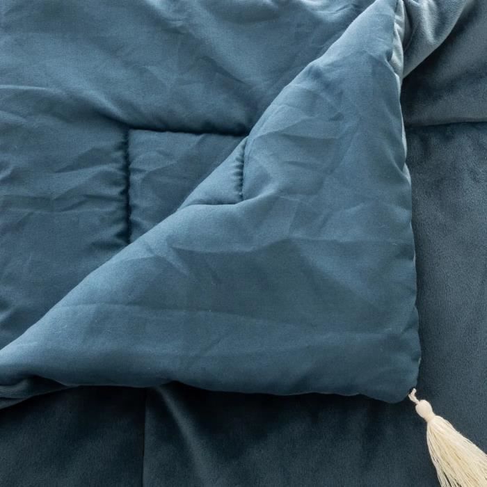 Edredon - Noname - 80 x 180 cm - Velours - Bleu - Toucher ultra doux