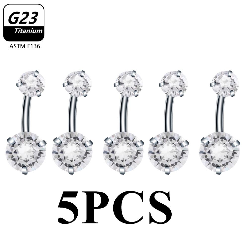 1/5pcs ASTM F136 G23 Titanium 14G Belly Button Ring Navel Nombril Piercing CZ Sexy Women Body Jewelry Ombligo