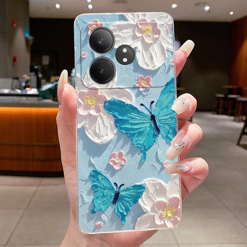 Phone Case For Realme GT Neo 6 SE/GT Neo6/GT 6T/Realme GT 6 Butterfly Bow Protective Casing Transparent Soft Silicone TPU Cover