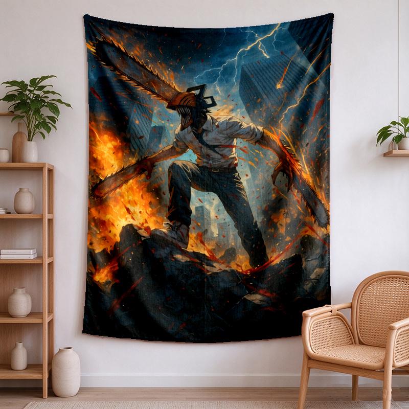 Chainsaw Man Tapestry wall decor—perfect for bedrooms living rooms and dorm rooms Easy to install it enhances your space and creates a warm comfortab