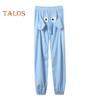 Calças de pijama com estampa de elefante de desenho animado, pernas largas, design feminino, masculino, calças de salão, cós elástico, cintura média, calças de pijama