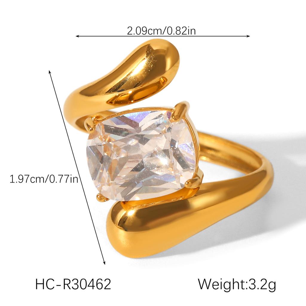 Euro-American Style Stainless Steel Inlaid Zircon Ring, High-end Light Luxury Open Ring, Niche Titanium Steel Hand Jewelry