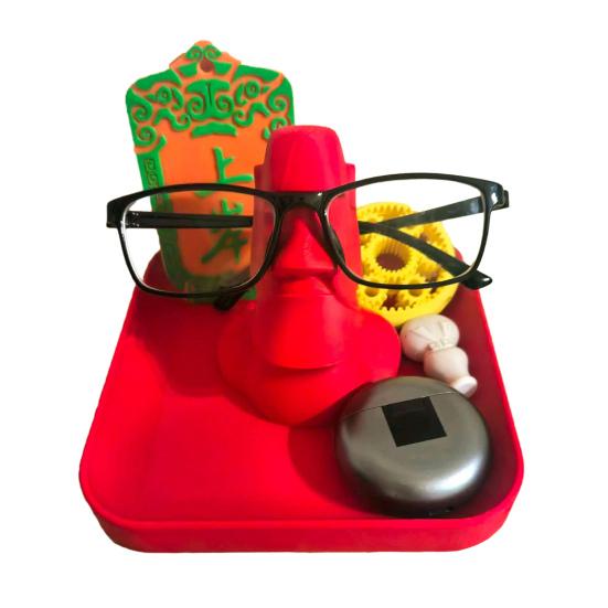 

Тримач для окулярів у вигляді статуї Моаї 3D-друкована підставка для дисплея окулярів Настільна прикраса Тримач для сонцезахисних окулярів Стійка для демонстрації окулярів червоний