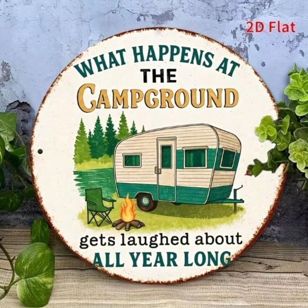Metal Wall Art Vintage Camping Sign Garage Decor