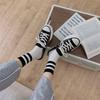 Ladies Spring and Autumn Classic Simple Color Striped College Wind Tube Cotton Socks