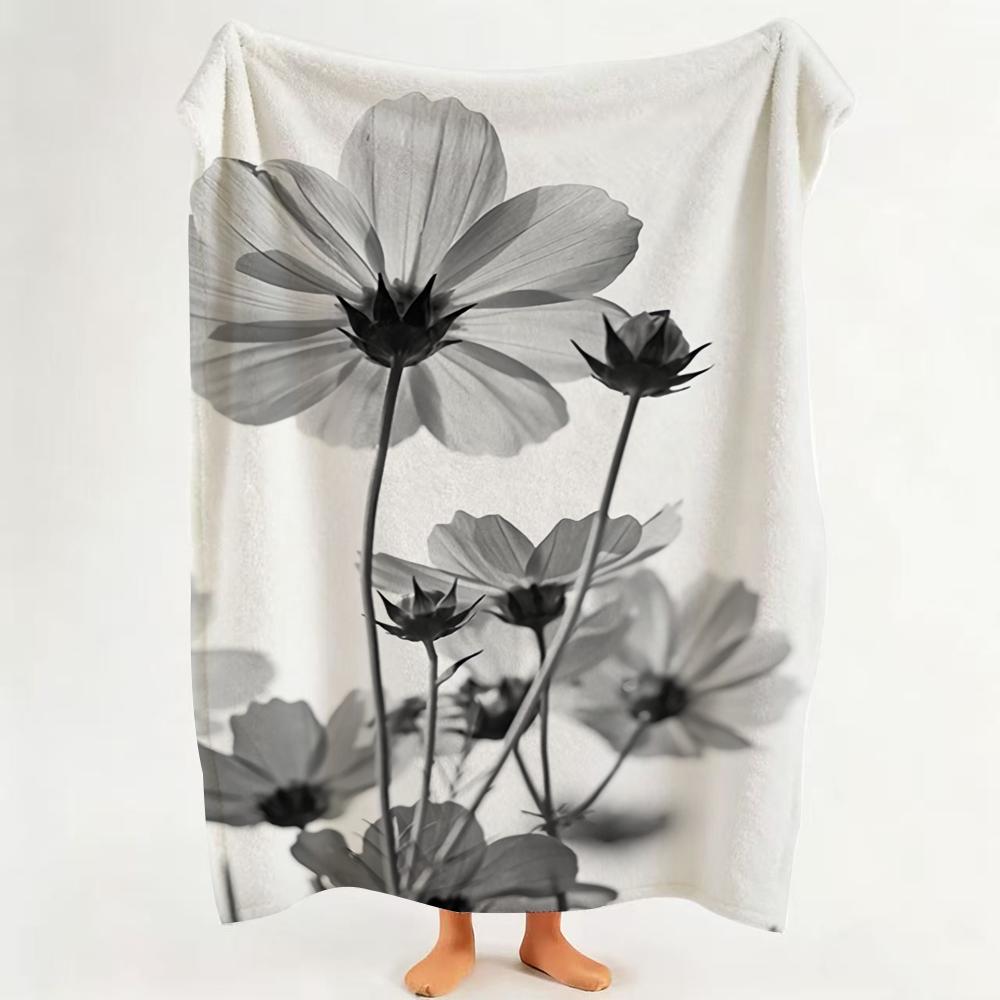 Art B Black A And W White A Art P Plant F Flower Throw Flannel Throw Blanket Suitable for Sofa Living Room Bedroom