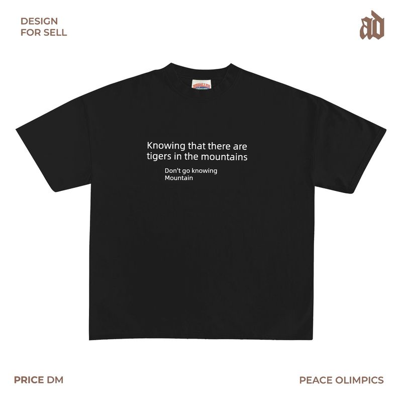 

230G Lightweight Shoulder Style Funny Text Short Sleeve T-shirt Loose Casual Street Popular Simplicity Ins Style Easiest for Match Black M