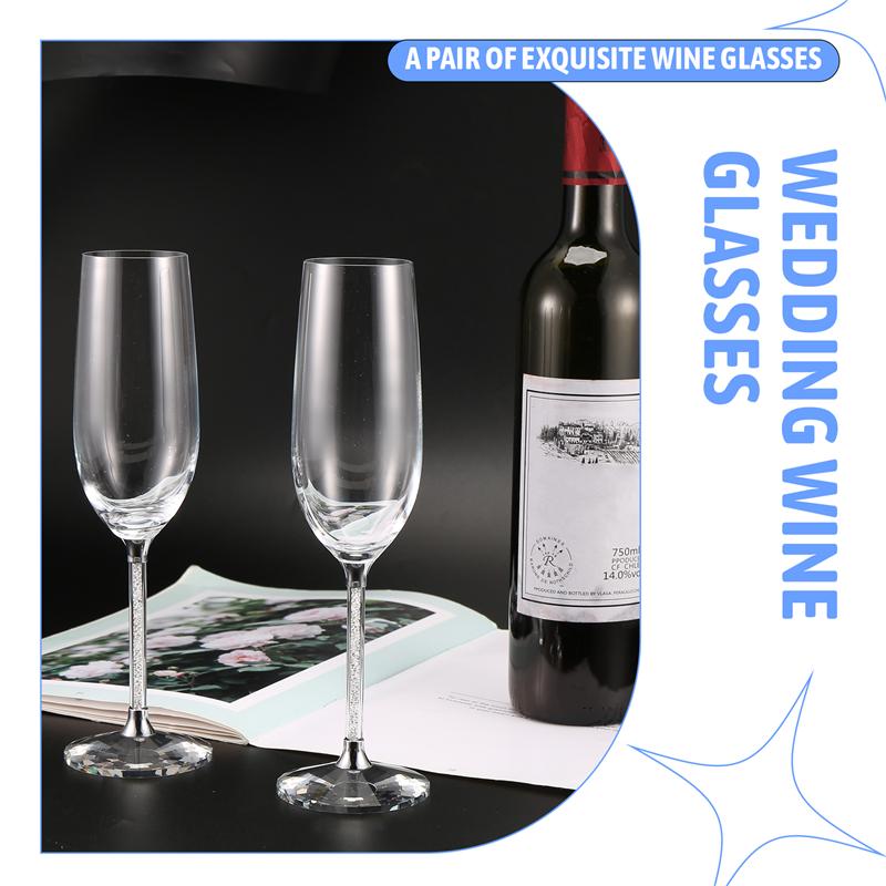 A20F-2Pc Wedding Glasses Personalized Champagne Flutes Crystalline Party Gift Toasting Glass Goblet