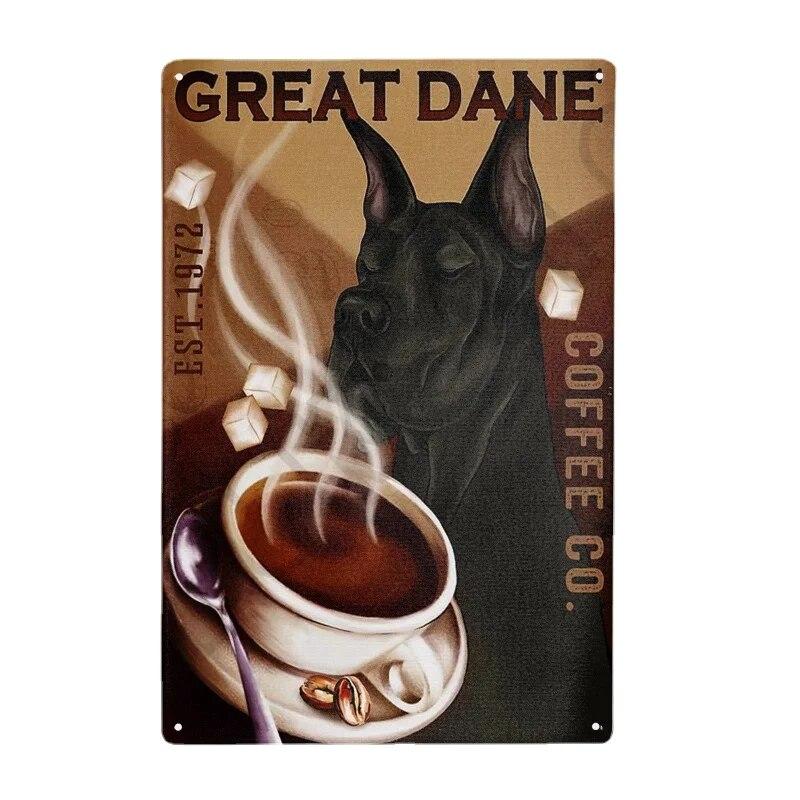 Funny Great Dane Metal Vintage Tin Sign Poster Cafe Bar Living Room Coffee Bar Club Kithchen Bathroom Kitchen Home Decor Gift