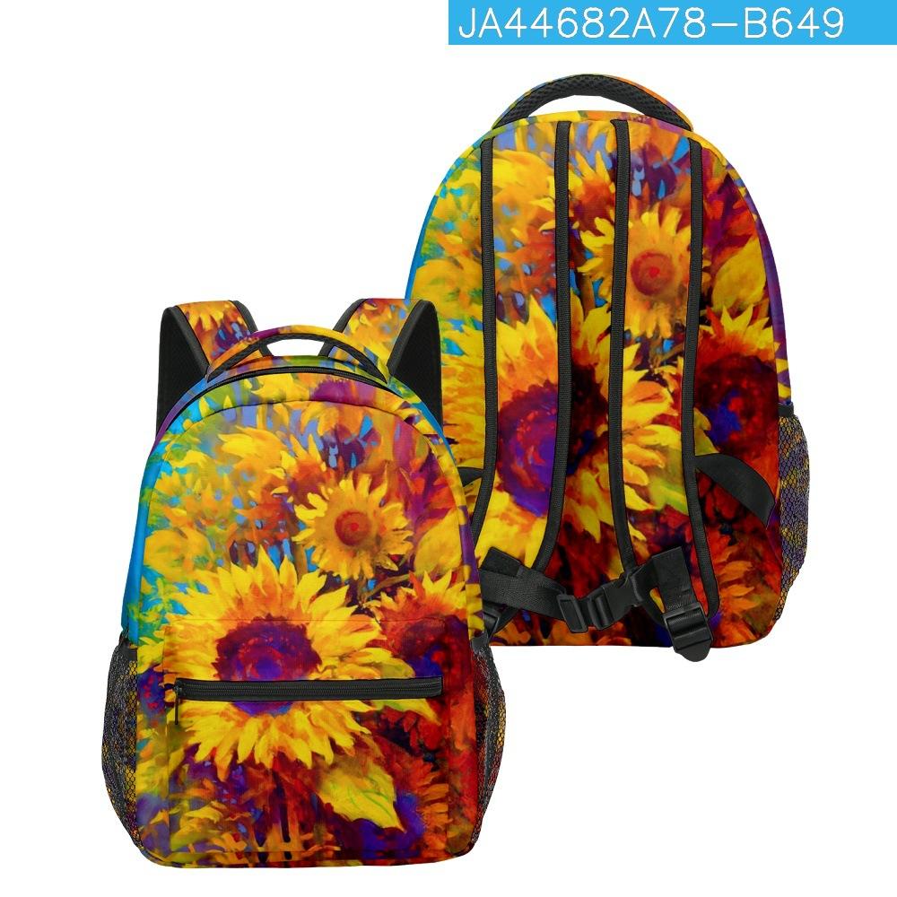 Cartoon Cartoon Kpop Youthful School Bags Unisex Sunflower Travel Bags 3D Print Oxford Waterproof Notebook Shoulder Backpacks