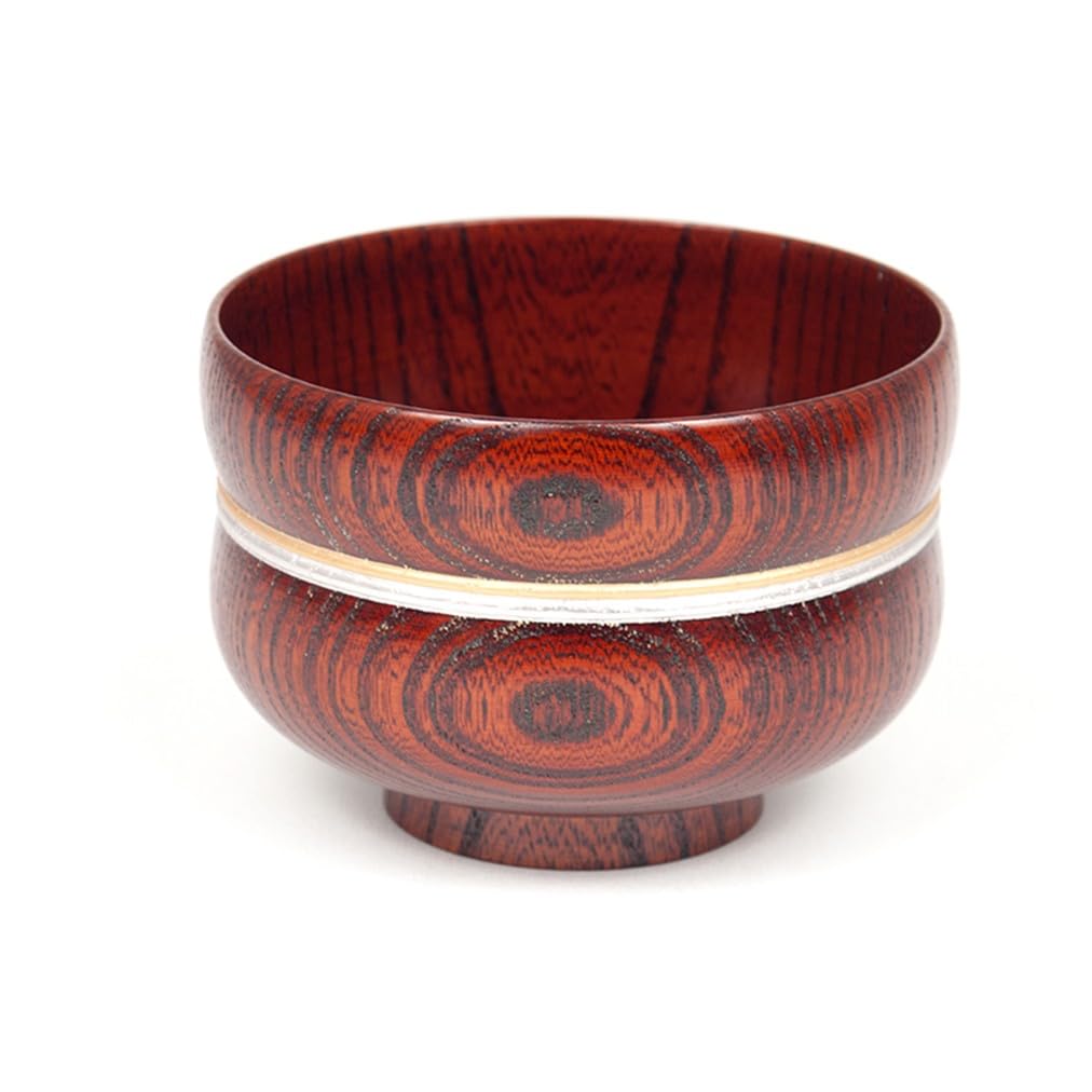 Kashoan Keyaki Soup Red and Made in (Zelkova) Gourd-Shaped Bowl, Gold/Silver SO-0599 [Soup Bowl, Wooden, Japan]