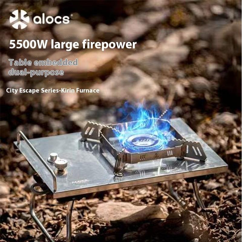 ALOCS Портативная газовая плита мощностью 5500 Вт - сертифицированная CE ветрозащитная складная ножная лямка в упаковке для кемпинга/автодома (18 750 БТЕ)