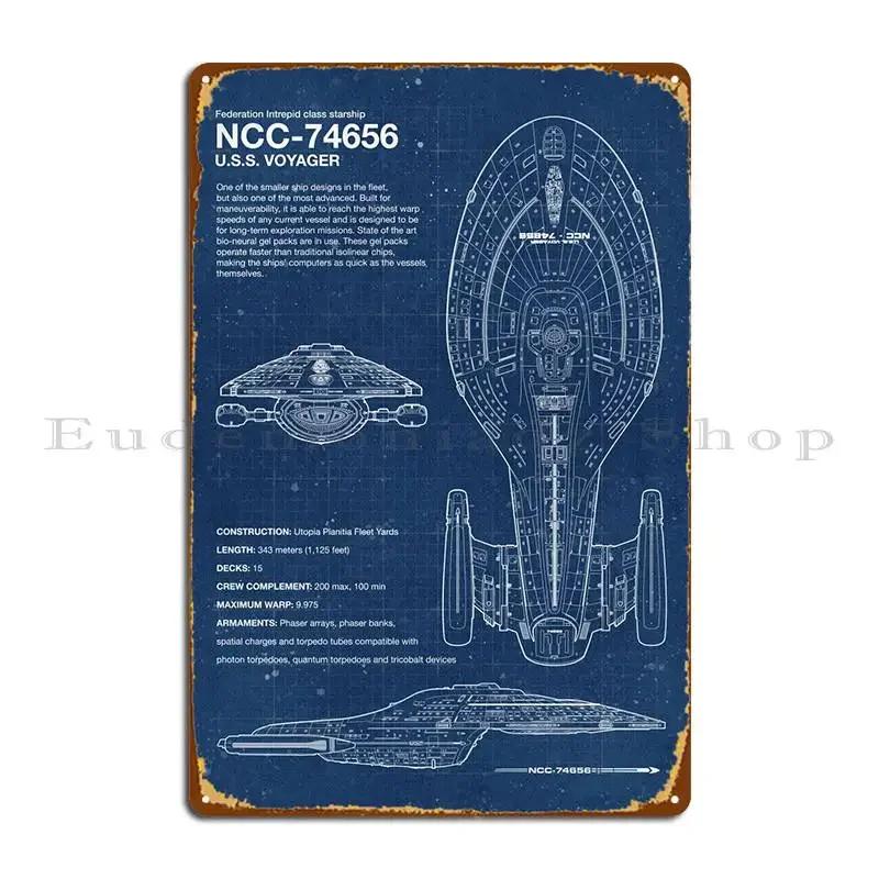 Voyager Blueprint Metal Signs Retro Printing Sign Party Decoration Voyager Blueprint Tin Sign Poster 20X30CM