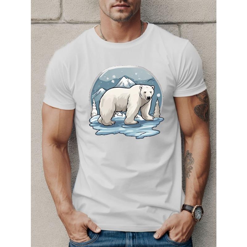 European Size Polar Bear Men's Short Sleeve T-shirt Summer T-shirt Top