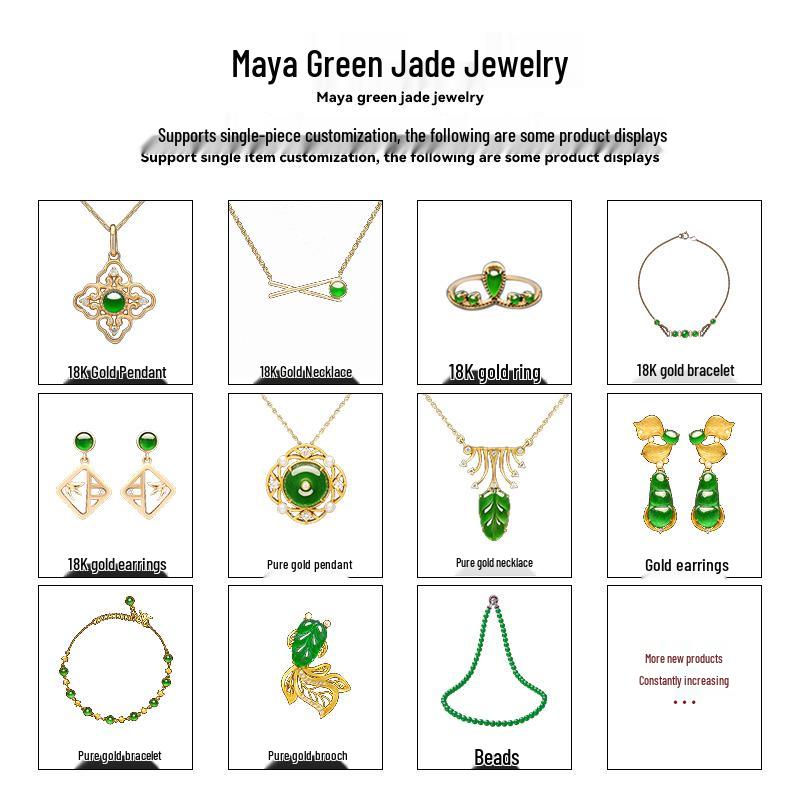 Natural Grade A Imperial Green Jadeite Bead Necklace & Bracelet Set