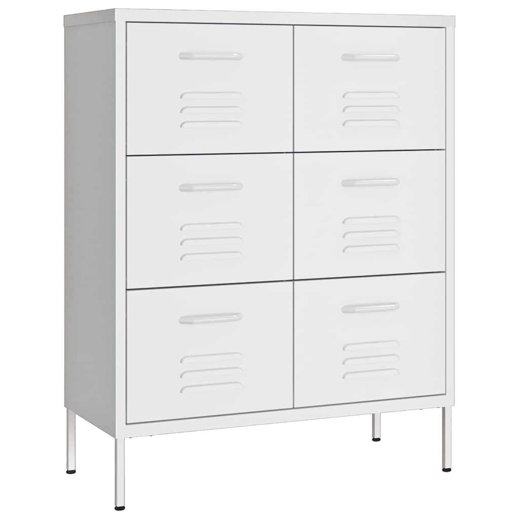 Drawer Cabinet White 80x35x101.5 cm Steel