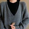 Elegant Autumn Winter Metal Hollow Round Pendant Necklace Adjustable Sweater Chain Alloy Texture Present for Women Girls