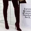Fashion Velvet Long Boot for Women New Spring Autumn Over Knee Shoes Lady Pointed Toe Stiletto Heels Plus Size 34-43 Elastic Thigh Boots