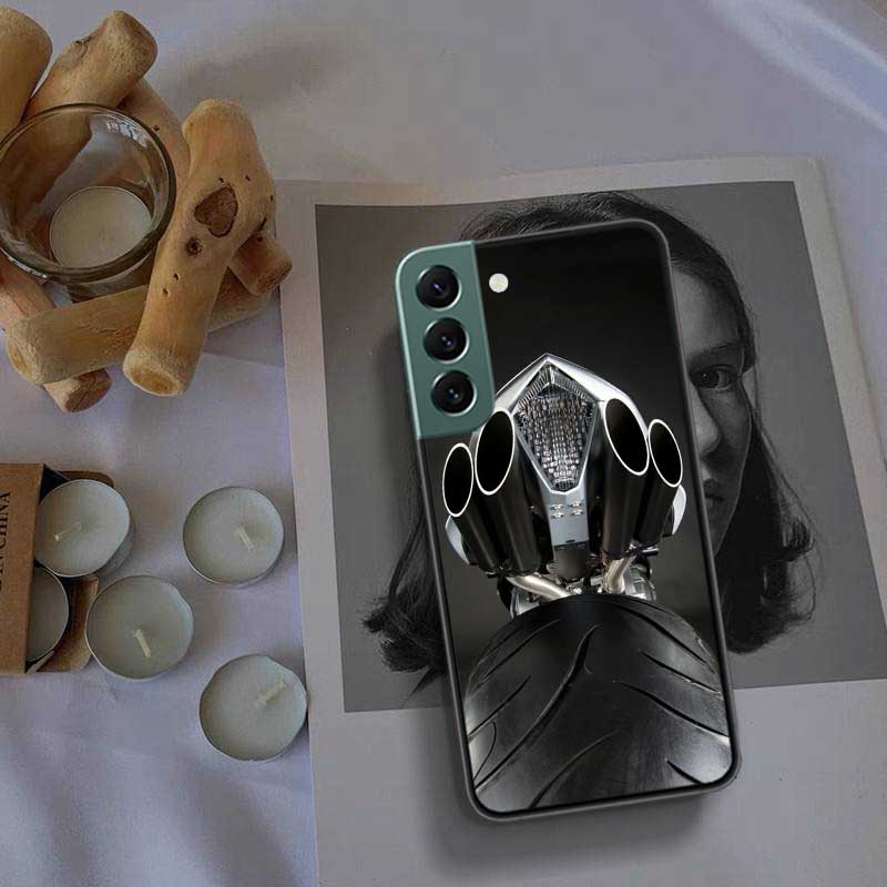 Motorcycle Rear Wheel Exhaust Phone Case For Samsung Galaxy S22 S25 Ultra S21 S10 Plus S26 Edge S20 S23 S24 FE Cover Silicon