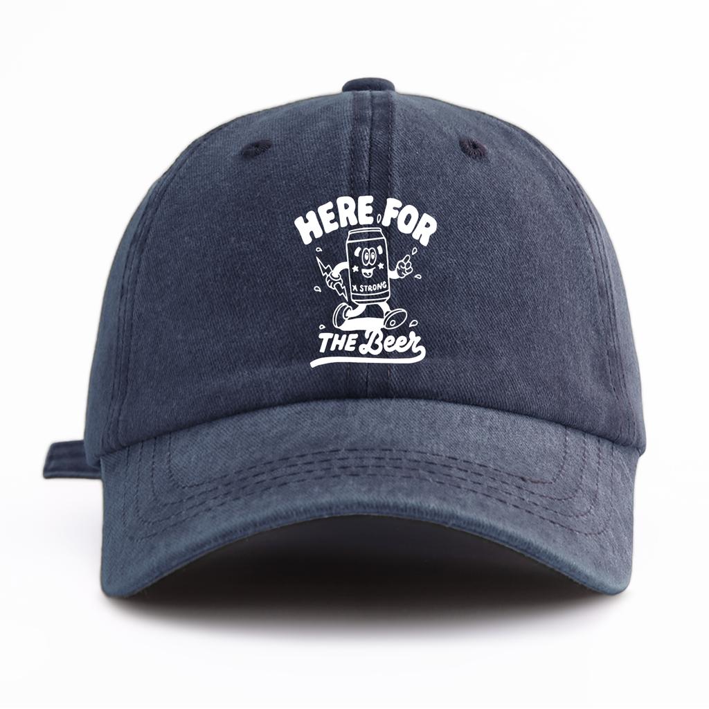 1pc THE BEER Print Washed Baseball Cap for Adults,Minimalist Retro Style Casual Soft Adjustable Dad Hat,Perfect As Gift
