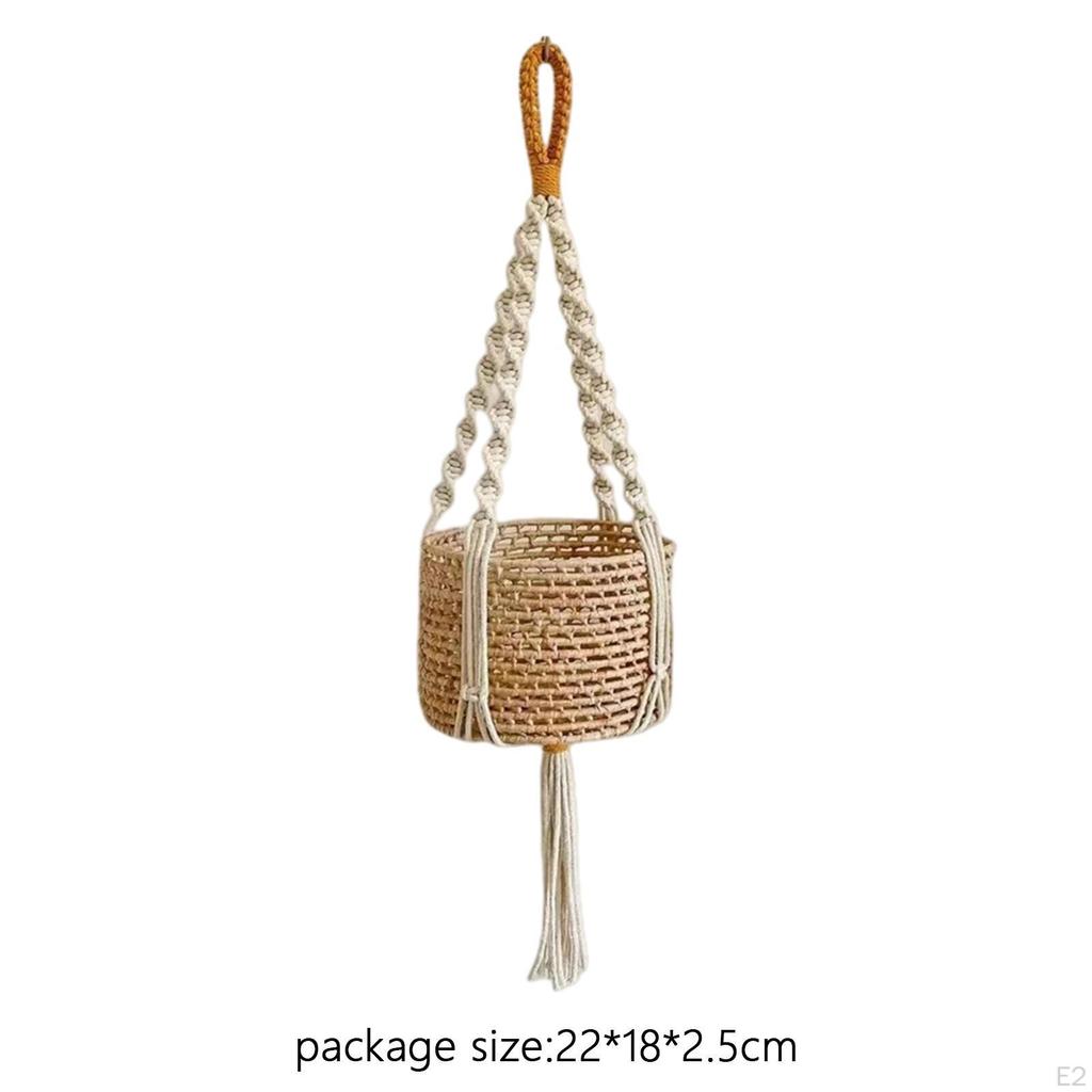 Plant Hanger Macrame Decorative Flower Pot Holder Stand Boho Woven Rope Hanging Planter Basket