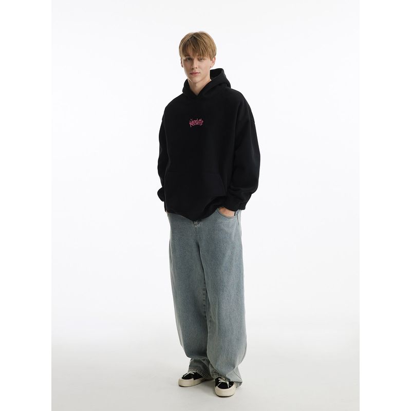 Men's Trendy American-Style Heavyweight Hooded Sweatshirt, High Street Letter Print, Loose Unisex Hoodie