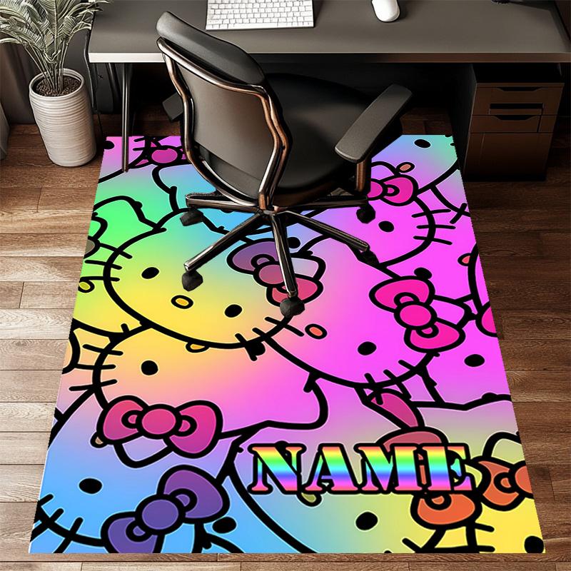 Custom HelloKitty Mat Personalized Name, Polyester Washable Indoor Entryway Rug, Gift for Christmas, Easter, Thanksgiving Day