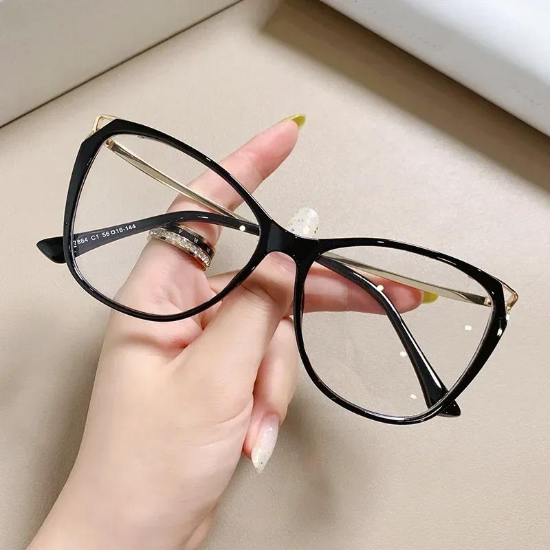 Fashion Luxury Cat Eye Eyeglasses Women Men Vintage Anti-Blue Light Glasses Optical Computer Goggles Frame Metal Spectacle