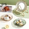 Transparent Fruit Plate Golden Edge Stackable Snacks Serving Platter Unbreakable Round Salad Dessert Dinner Plate Dining Room Supplies