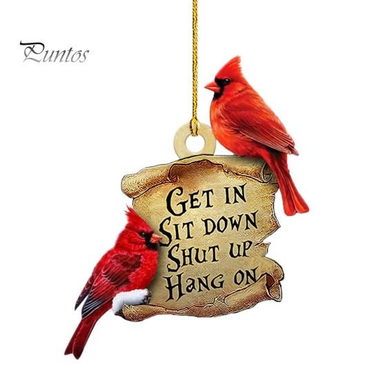 Red Priest Pendant Realistic Bird Decor Letter Print Tag Christmas Decor Colorfast Hanging Car Window Pendant Holiday Valentines Day Gift