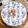Jarní napínací ubrus Kulatý květinový ubrus s elastickým okrajem Rustikální vzory květin a rostlin Potah na stůl pro piknik Statek Domácí párty Dekorace