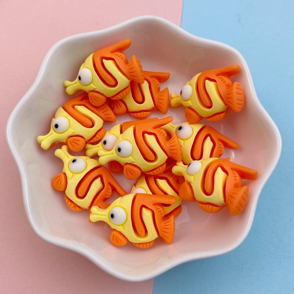 20Pcs New Cute Resin Crab, Lobster, Fish Ocean Series Flat Back Parts Embellishments For Hair Bows Accessories
