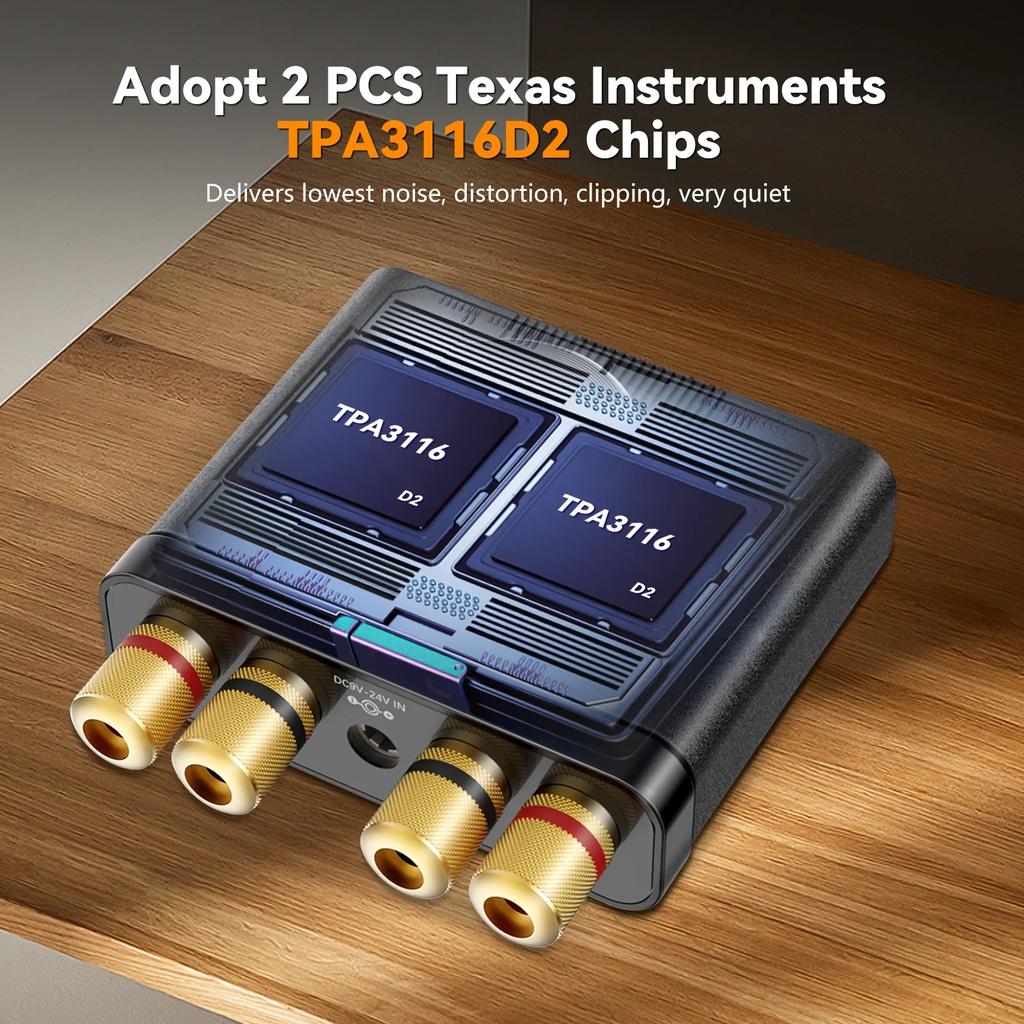 DC 9-24V Power Amplifier Board Bluetooth 5.1 TPA3116 Digital Hifi Stereo Audio Amplifier 20W+20W Car Sound Amplifiers