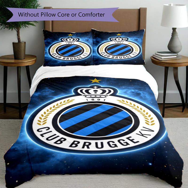 3pcs Duvet Cover Set (1*Duvet Cover + 2*Pillowcase, Without Core), Club Brugge K V Print Bedding Set, Bedroom Decor, All‑Season, Gift