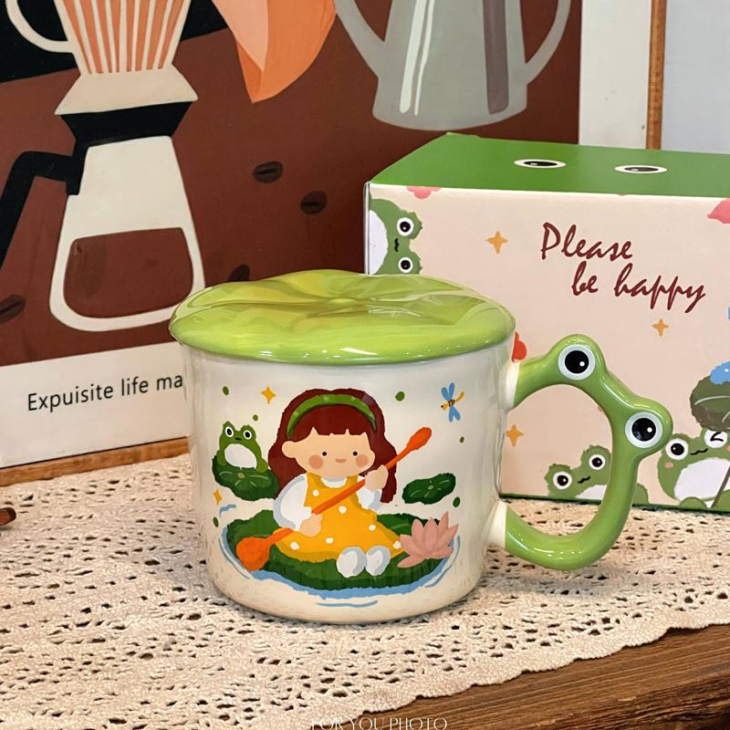 Hochwertiges Geburtstagsgeschenk niedliche Karte Frosch Junge Keramiktasse für Jungen und Mädchen und Kinder Souvenir Geschenkbox