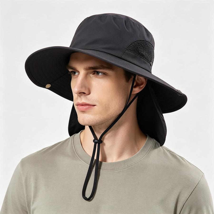 Men's summer sun hat outdoor mountaineering UV protection sun hat fishing hat shawl neck protection quick drying bucket hat