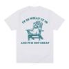 Het Is Wat Het Is en Het Is Niet Geweldig Raccoon Grappige Meme T-shirt Unisex Dames Casual Mode Katoenen Korte Mouw T-shirts Kleding