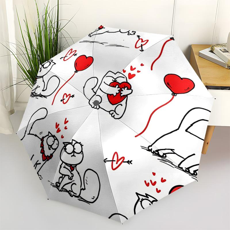 

1pc Love Cats Open/Close Folding Umbrella, All- Portable Umbrella for & Men, Stylish Accessory (Holiday Gift) 8-Rib yy251213157