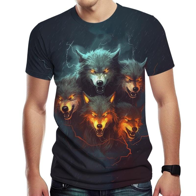 Men's 3D Printed T-Shirt Animal Pattern Printing Short Sleeve O-Neck Pullover Casual Top