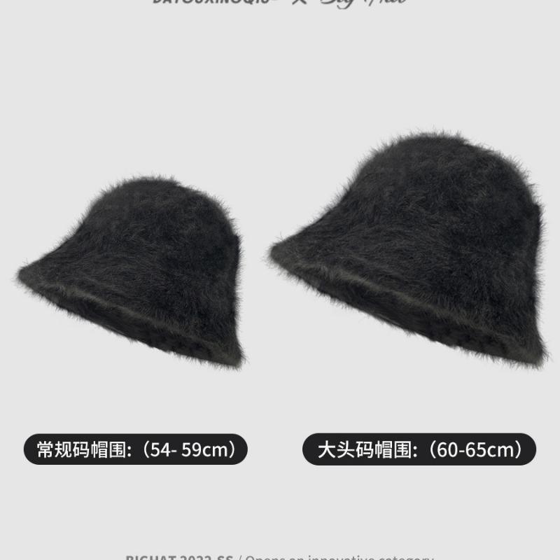 Face rabbit fur hat women's autumn and winter warm bucket hat new versatile basin hat plush bucket hat