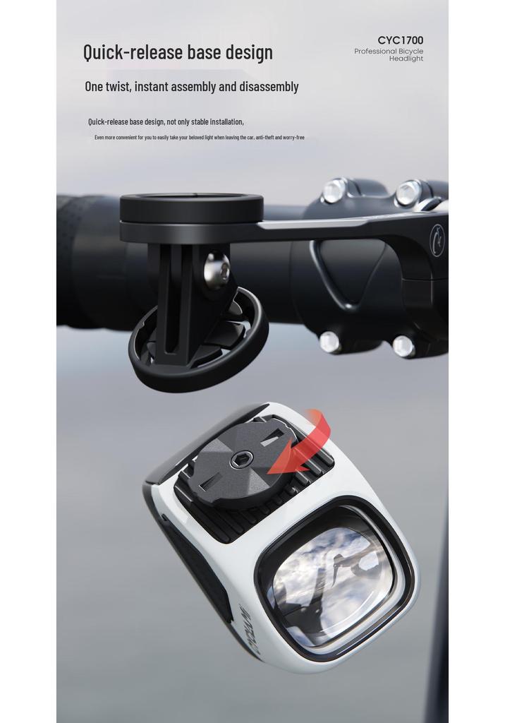 Lumière de vélo CYCLAMI CYC1700 Lumens avec support et conception à libération rapide