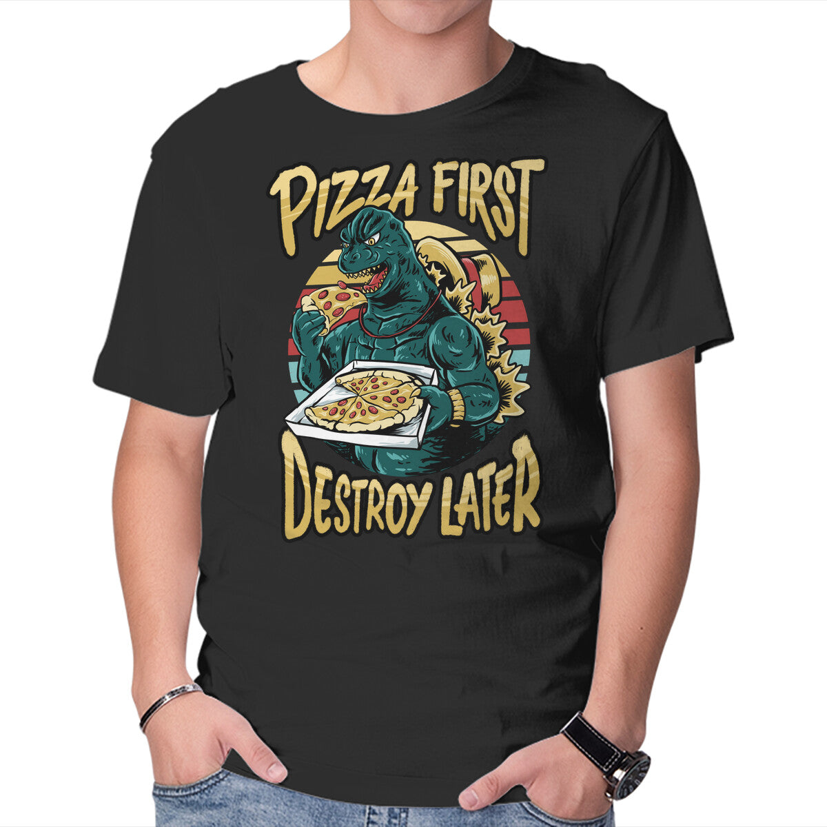 Unisex Crew Neck T-Shirt Pizzazilla Graphic Short Sleeve Casual Tee XS