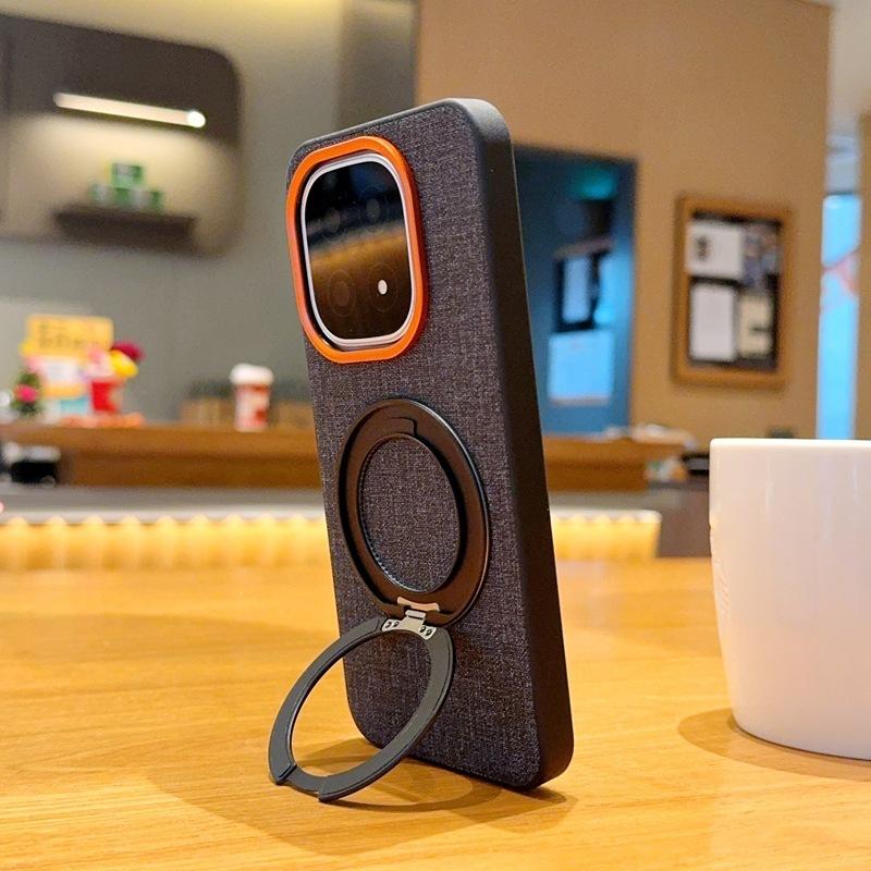 Applicable to iQOO11 mobile phone case magnetic suction rotating bracket iqoo11ultra cloth pattern protective cover iqoo11t fabric