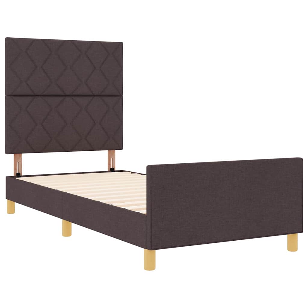 Bed Frame with Headboard Dark Brown 90 x 190 cm Fabric