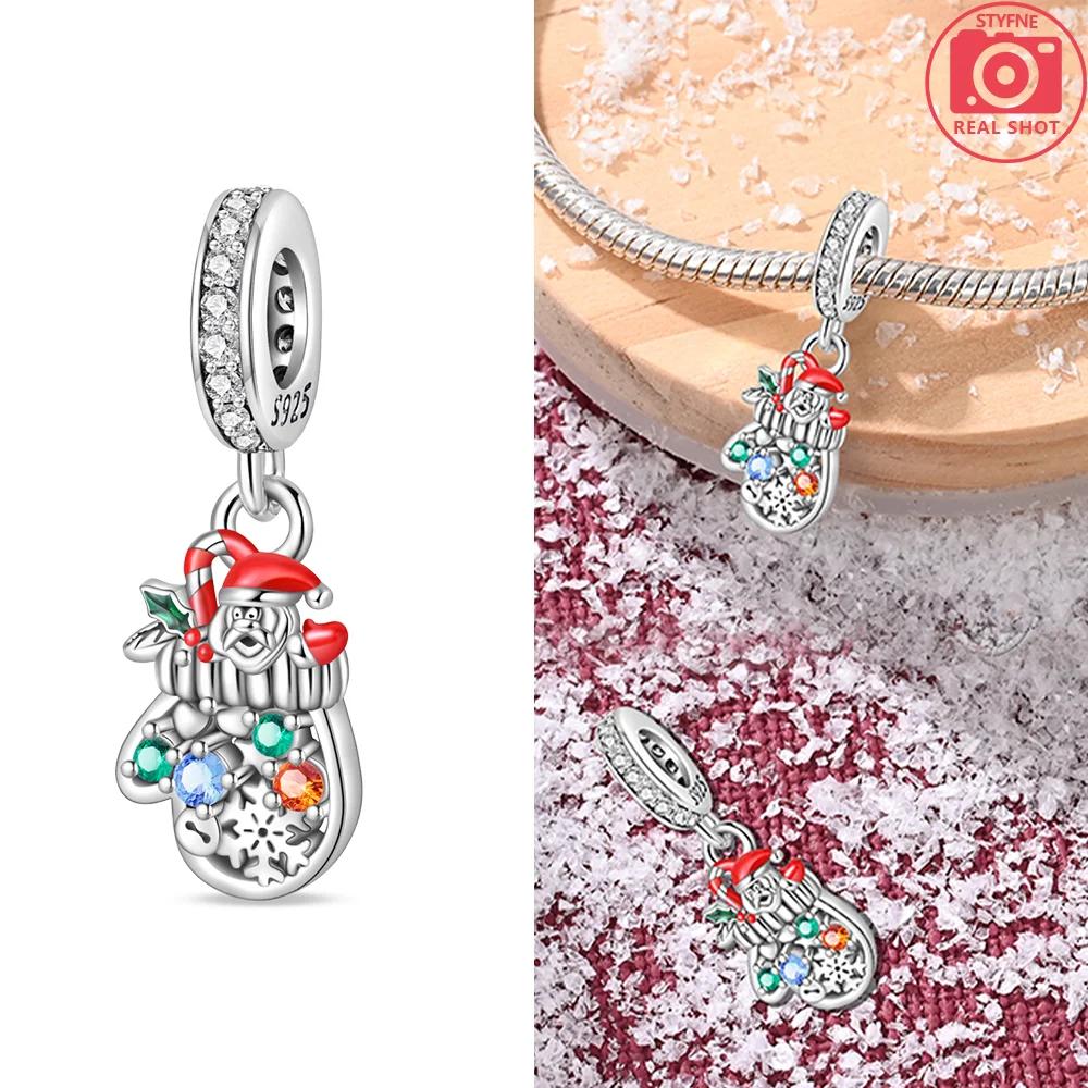 Red Santa Claus White Snowman Snowflakes Gift Boots Original Copper Charms Beads Fit Bracelet Jewelry Women Diy